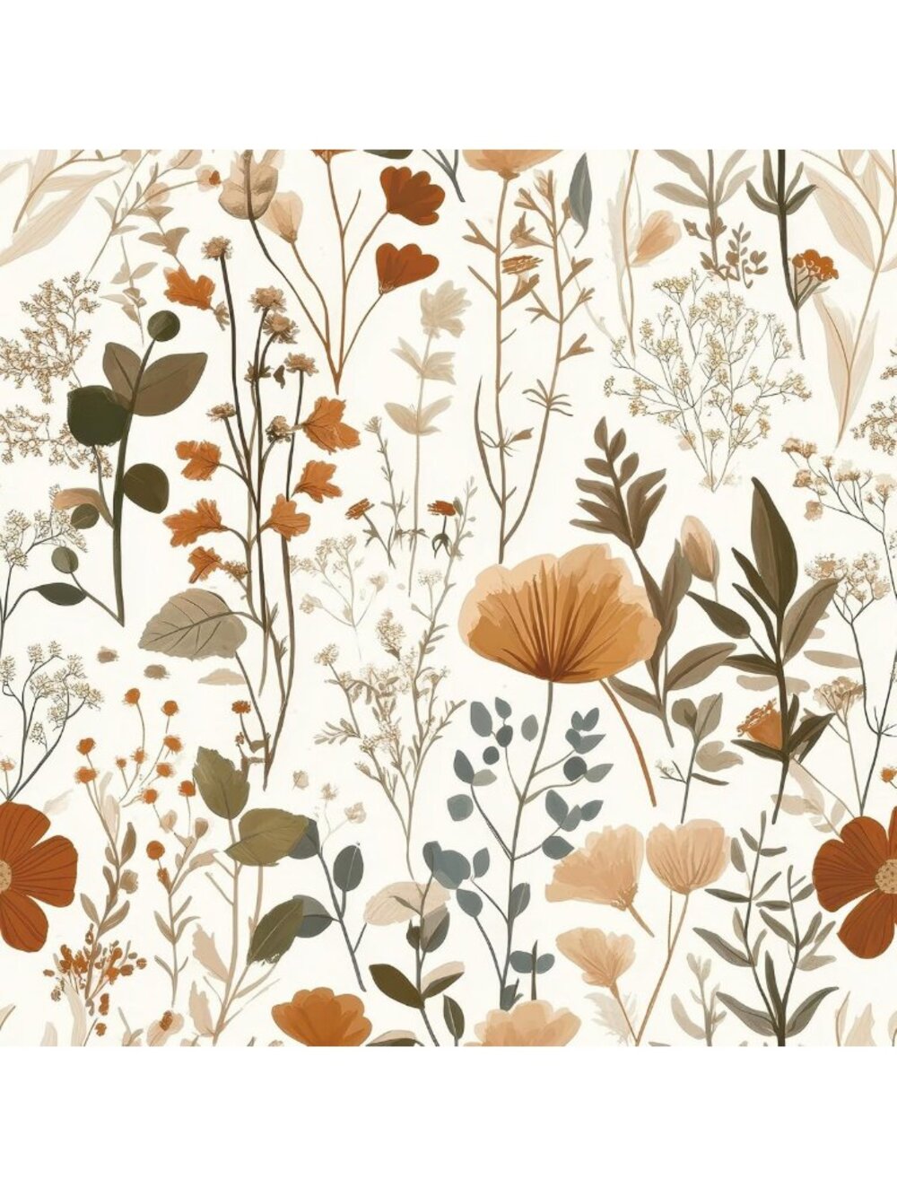 Peel and Stick Floral Wallpaper - Boho Dried Wildflower Design for Home Decor